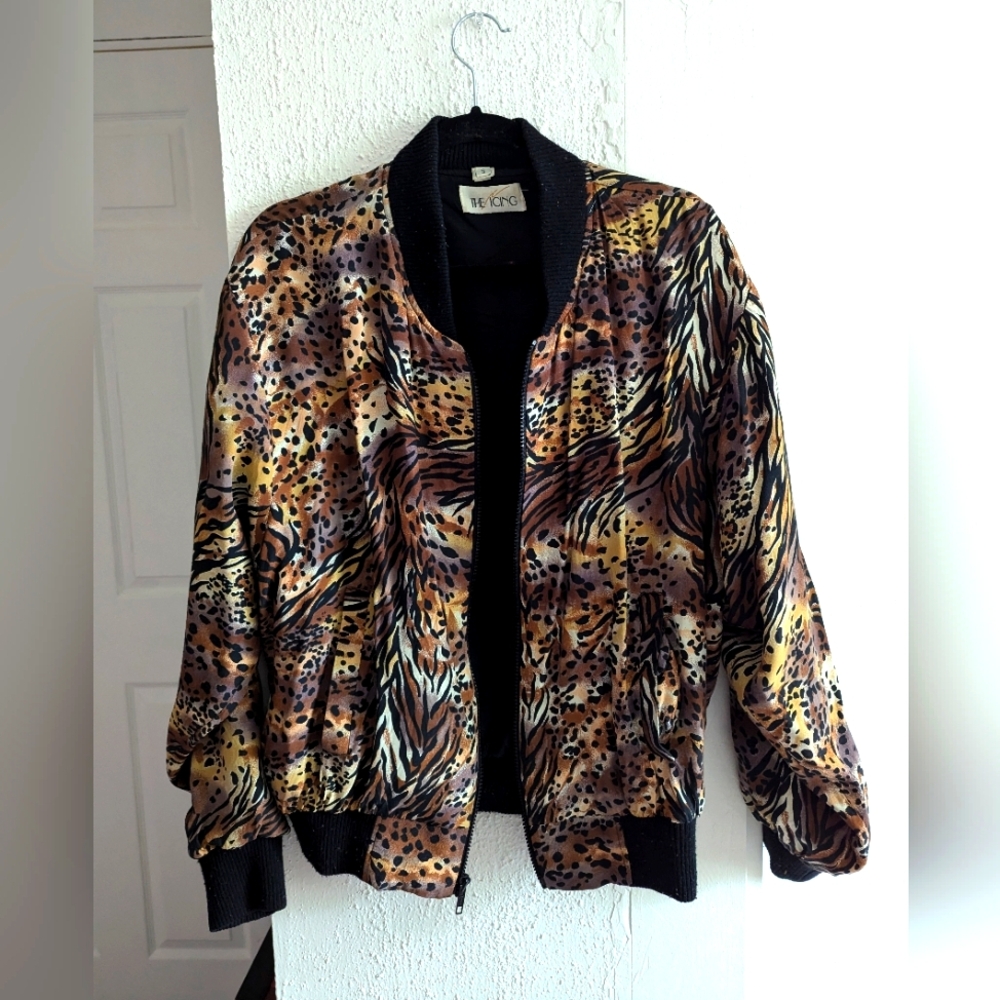 Vintage Animal Print Bomber Jacket